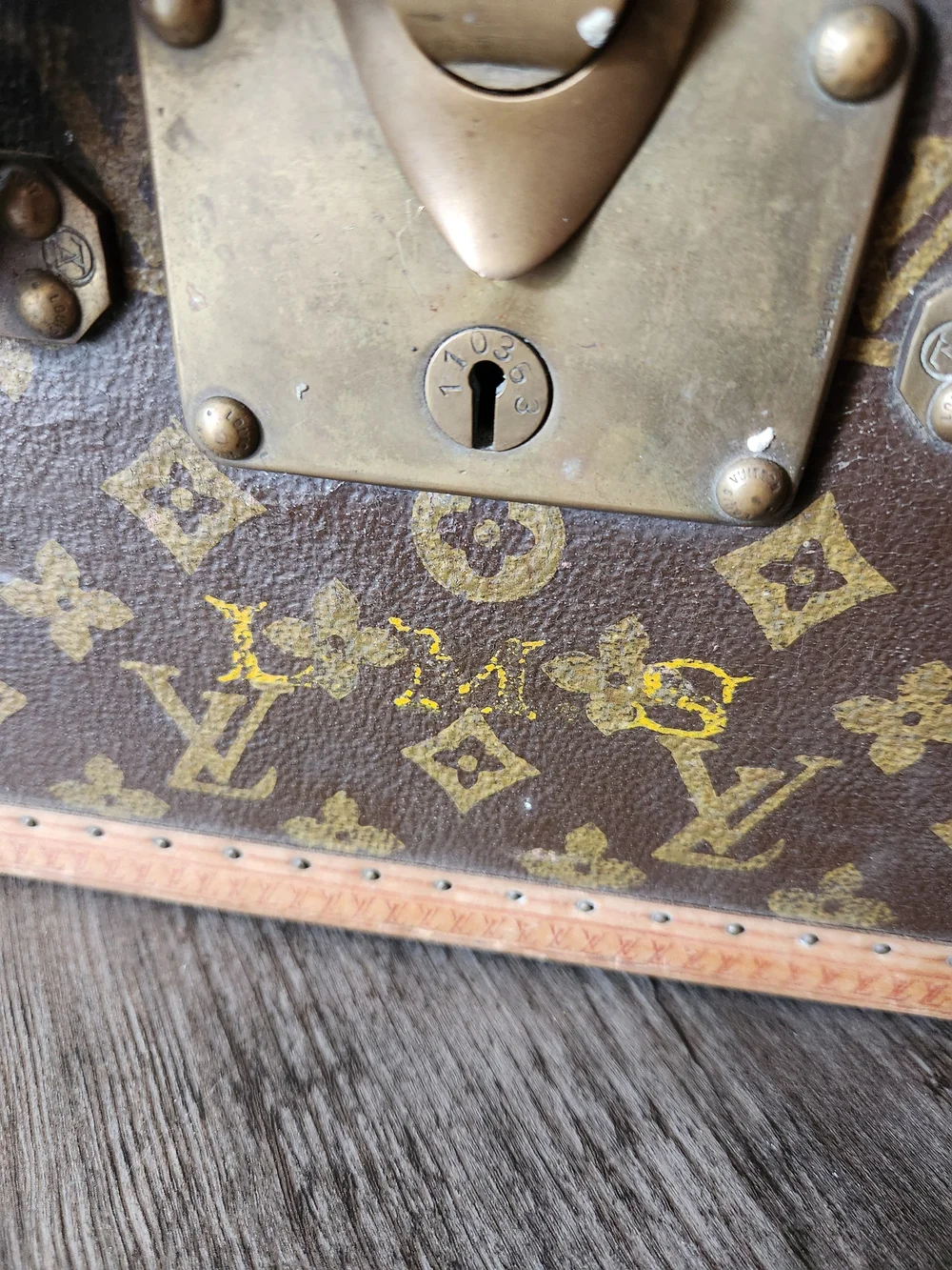 Louis Vuitton Brown Monogram Travel Trunk Panel with Gold Motif